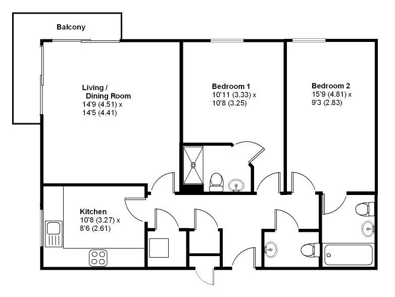 2 Bedrooms Flat for sale in Kings Court, 40 Hersham Road, Walton-On-Thames KT12
