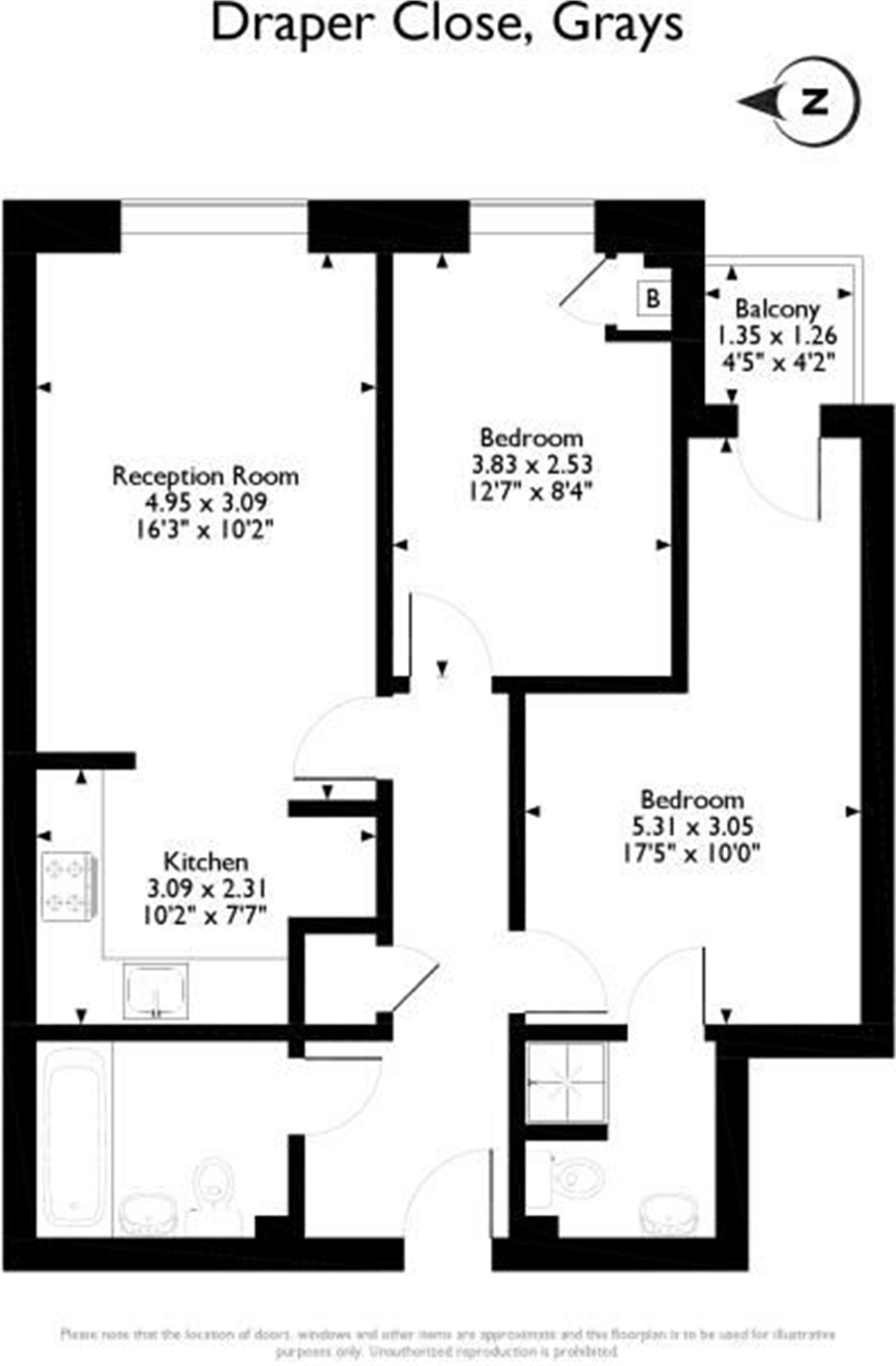 2 Bedrooms Flat for sale in Draper Close, Grays, Essex RM20