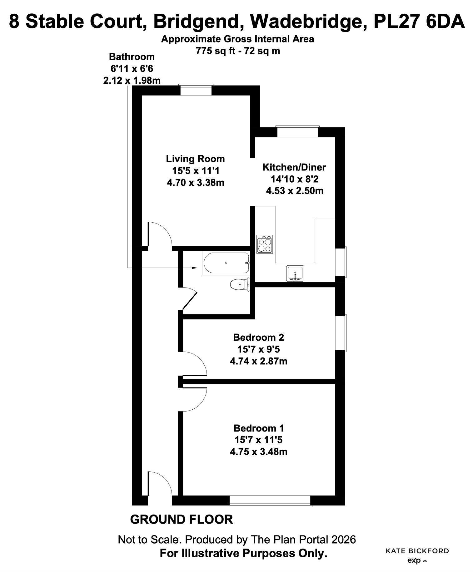 Stable Court,Flat 8, Bridge End, Wadebridge floorplan