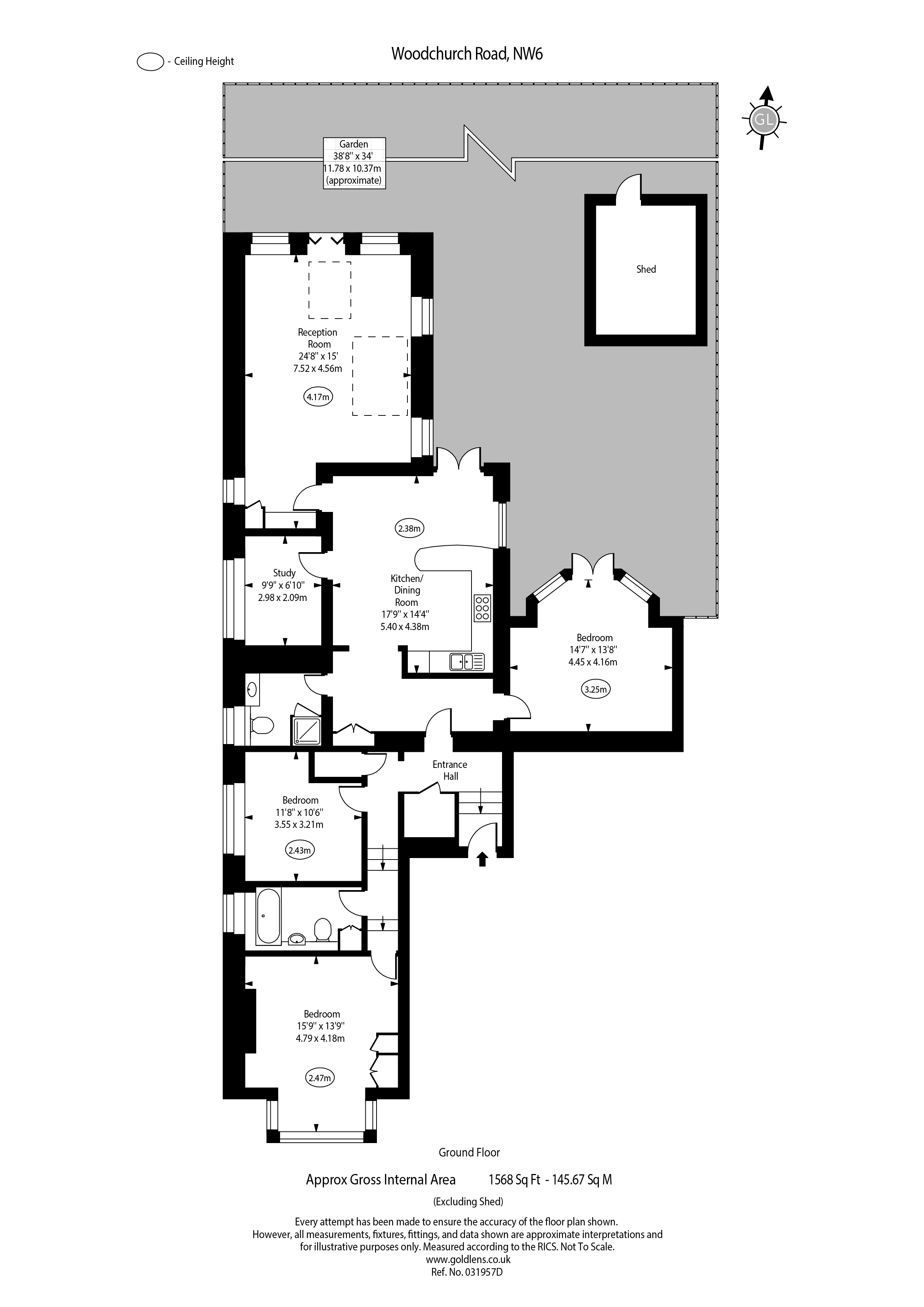 Flat 1, 12, Woodchurch Road, London floorplan