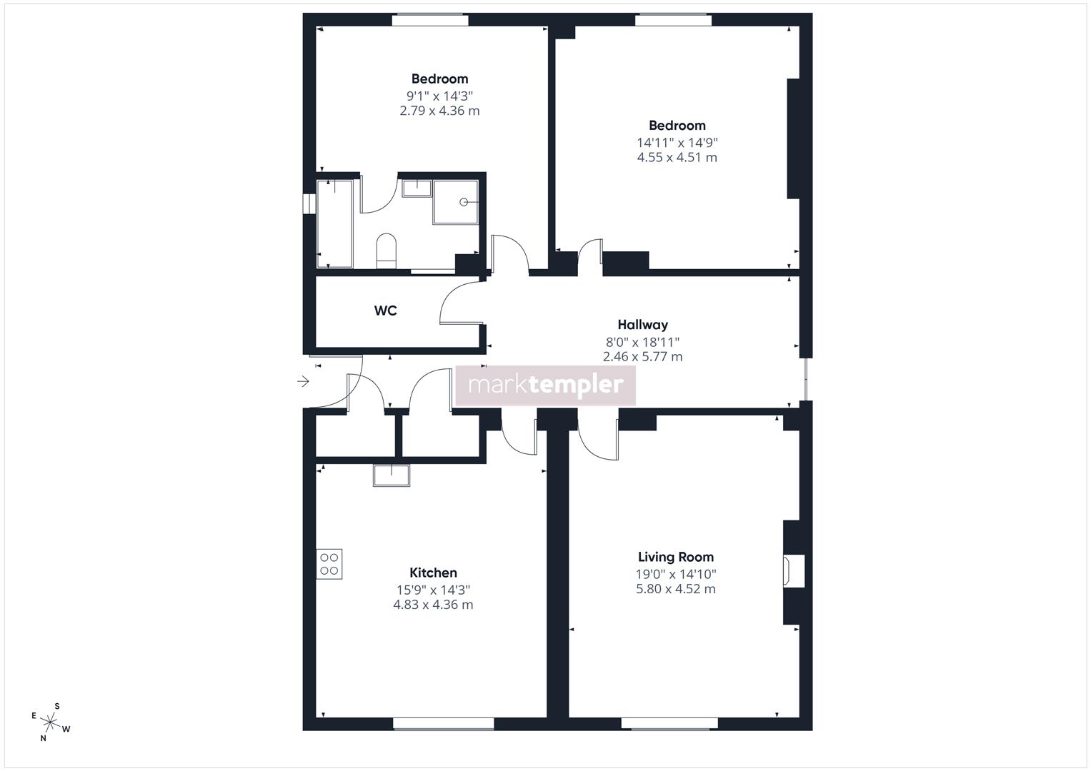Hall Floor Apartment 2 Albany House, 12, Elton Road, Clevedon floorplan