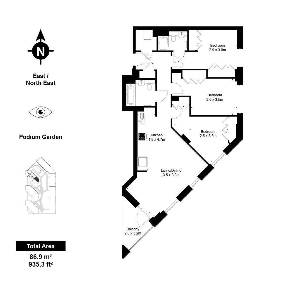 Flat 1025 2, Engineers Way, Wembley floorplan