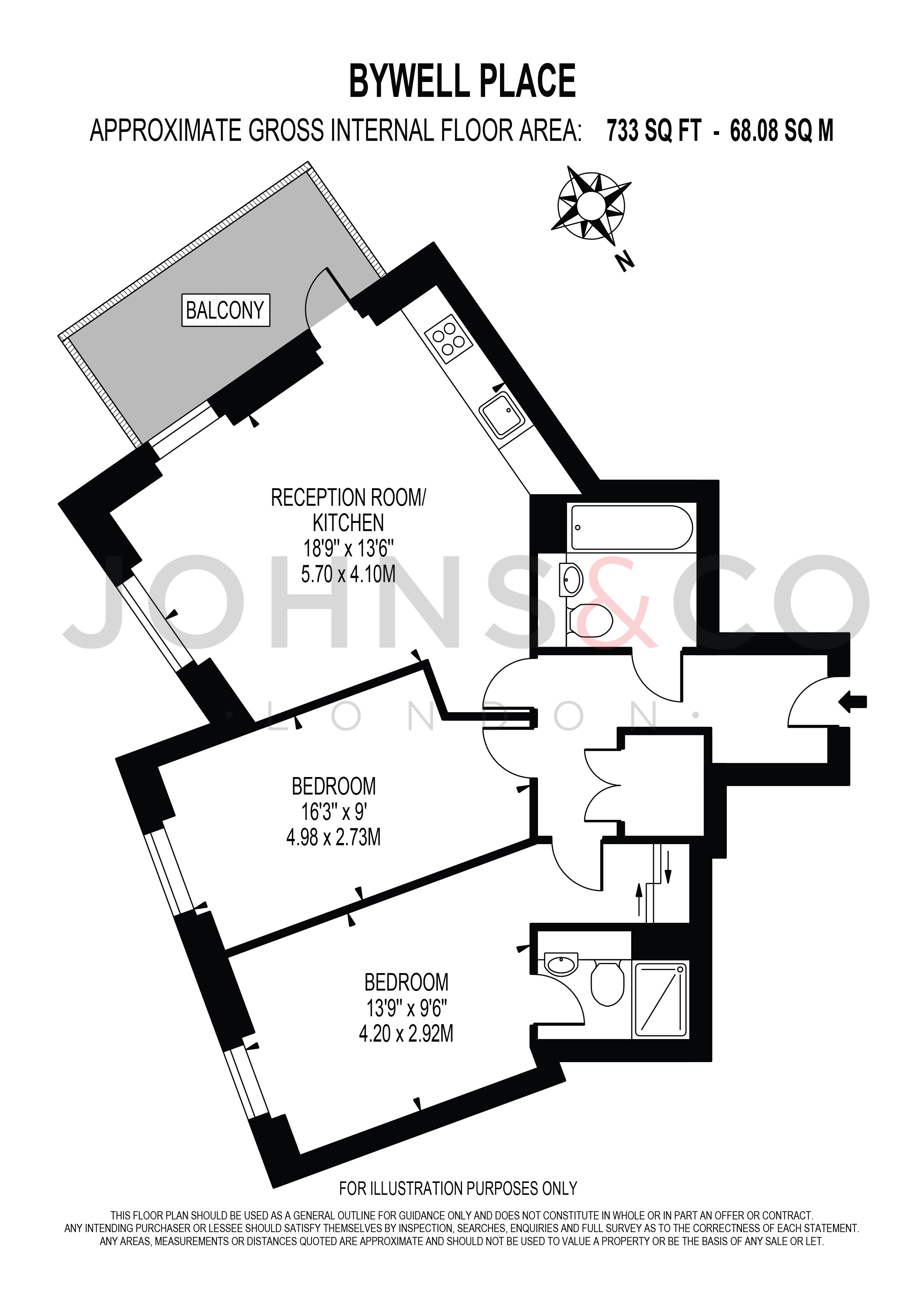 Flat 63 1, Bywell Place, London floorplan