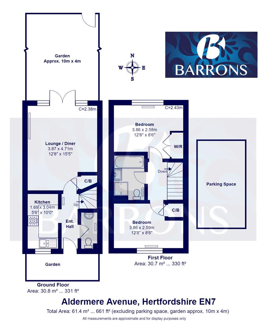 Aldermere Avenue, Cheshunt, Waltham Cross EN8, 2 bedroom terraced house