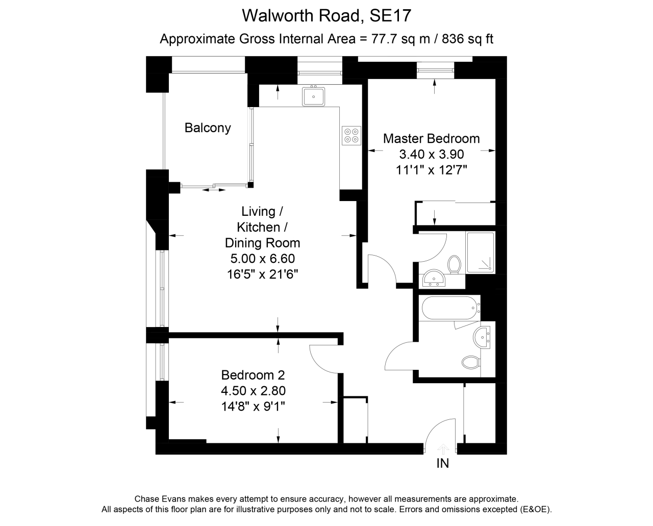 1602 Walton Heights, 143, Walworth Road, London floorplan