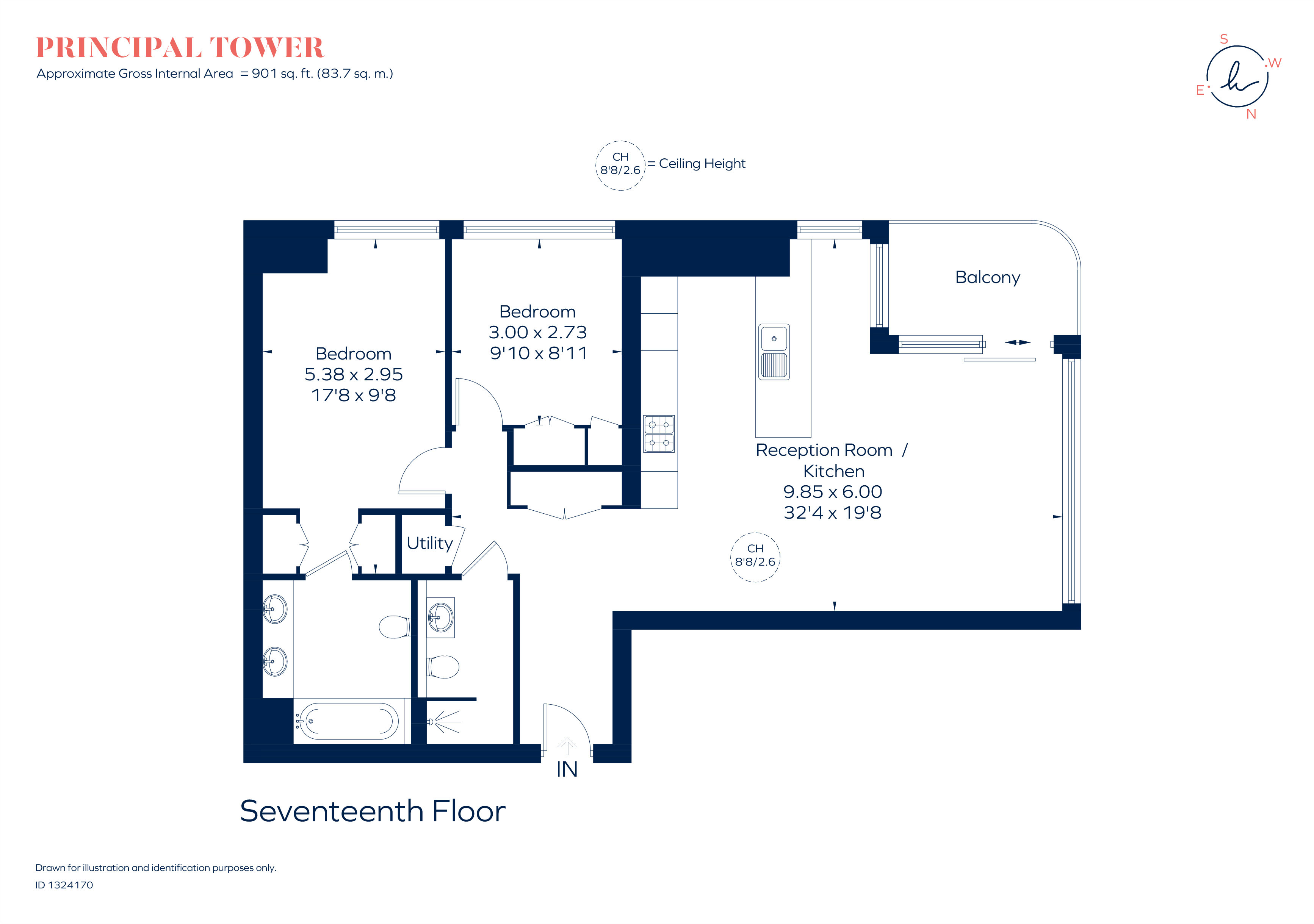 Flat 1701, 2, Worship Street, London floorplan