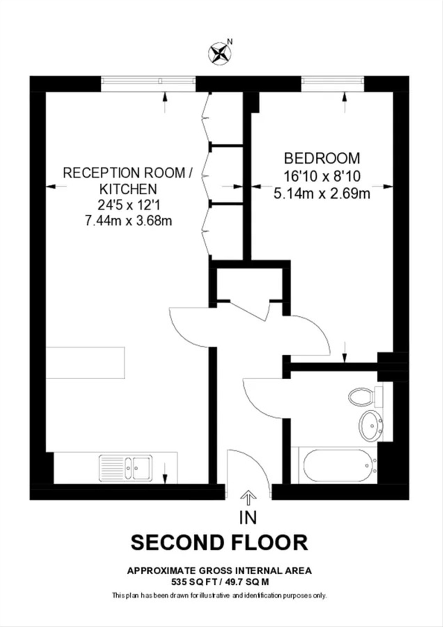 Flat 4, 70, Ferry Street, London floorplan