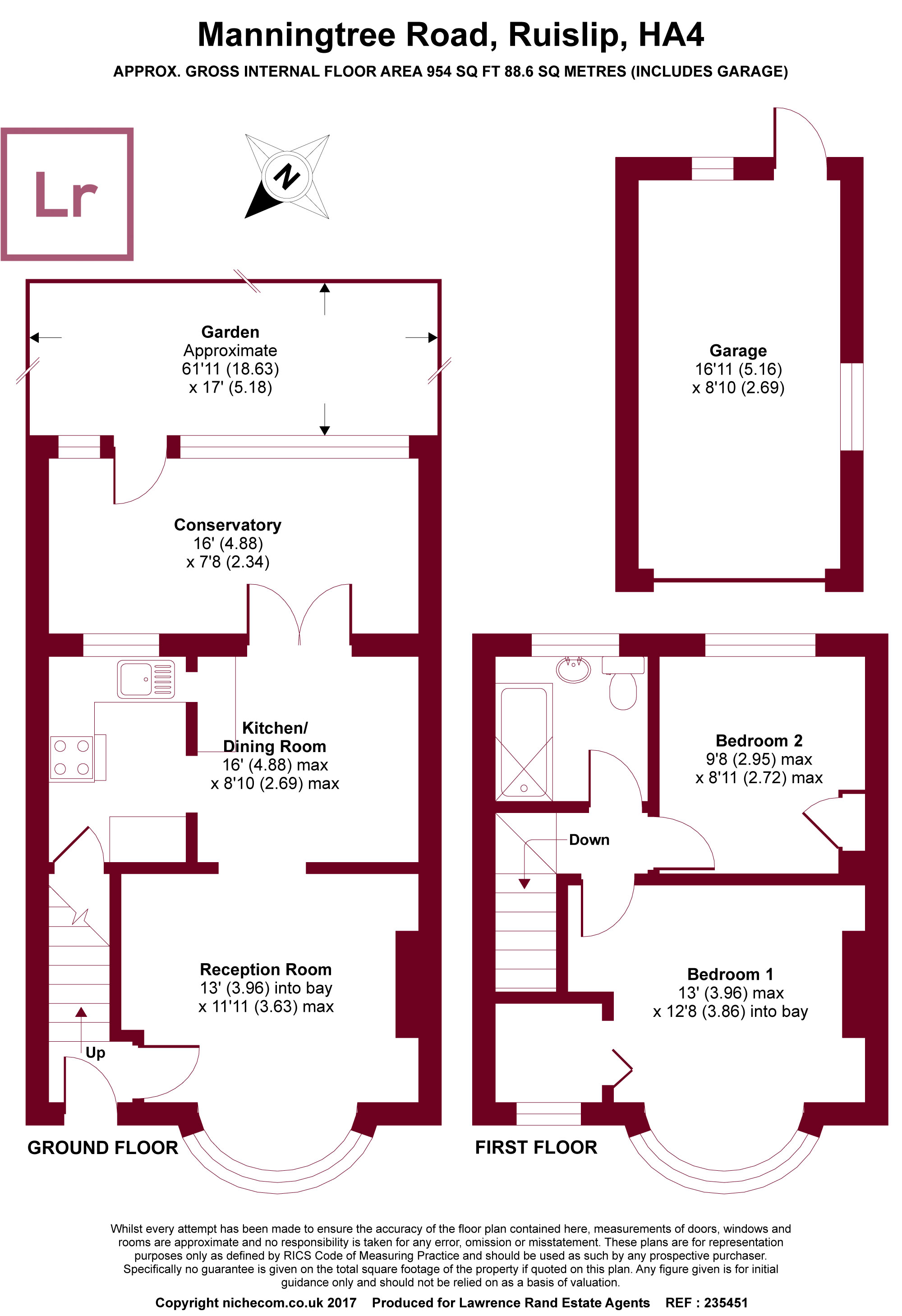 2 Bedrooms Terraced house for sale in Manningtree Road, Ruislip, Middlesex HA4