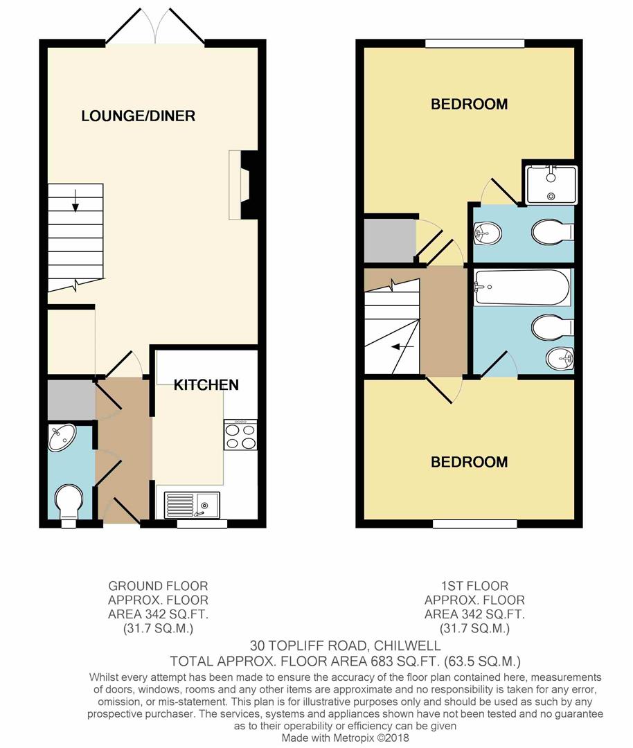 2 Bedrooms Terraced house for sale in Topliff Road, Chilwell, Nottingham NG9