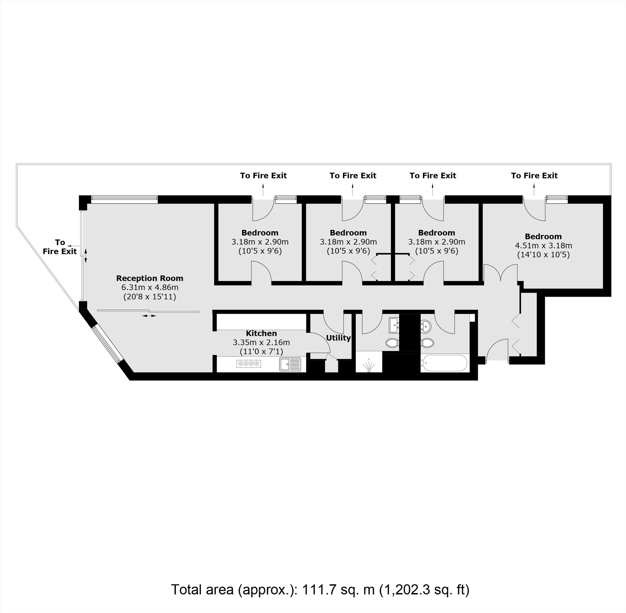 Flat 42, Cromwell Tower, Barbican, London floorplan