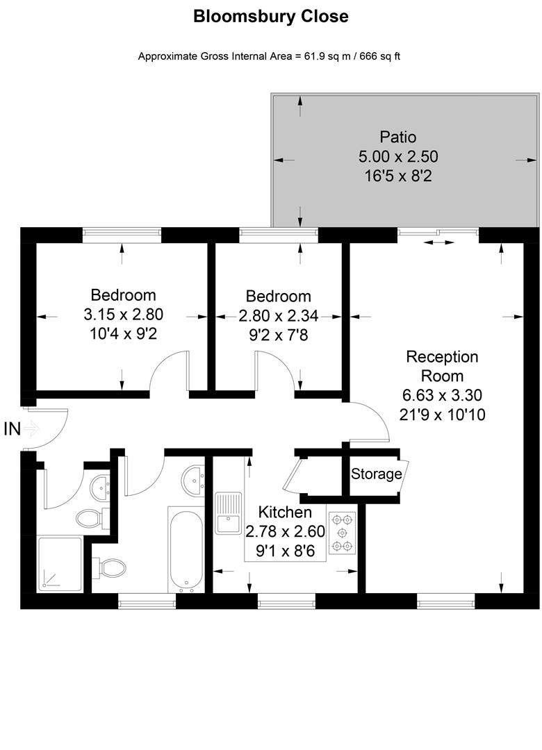 2 Bedrooms Flat to rent in Bloomsbury Close, Ealing W5