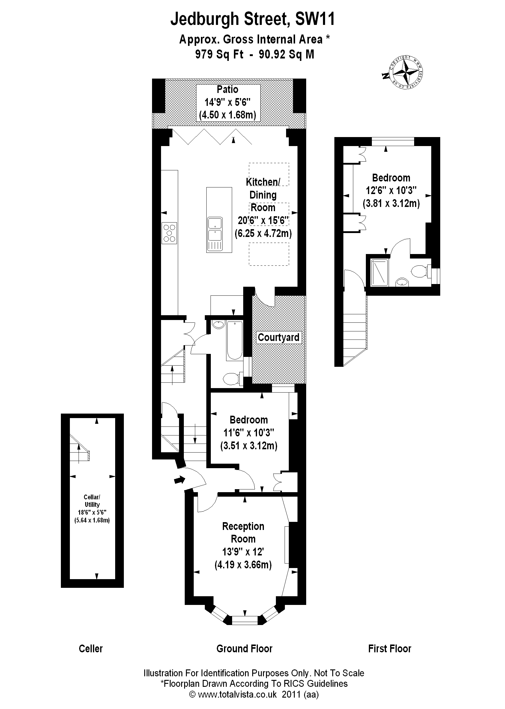 2 Bedrooms Flat to rent in Jedburgh Street, Battersea, London SW11
