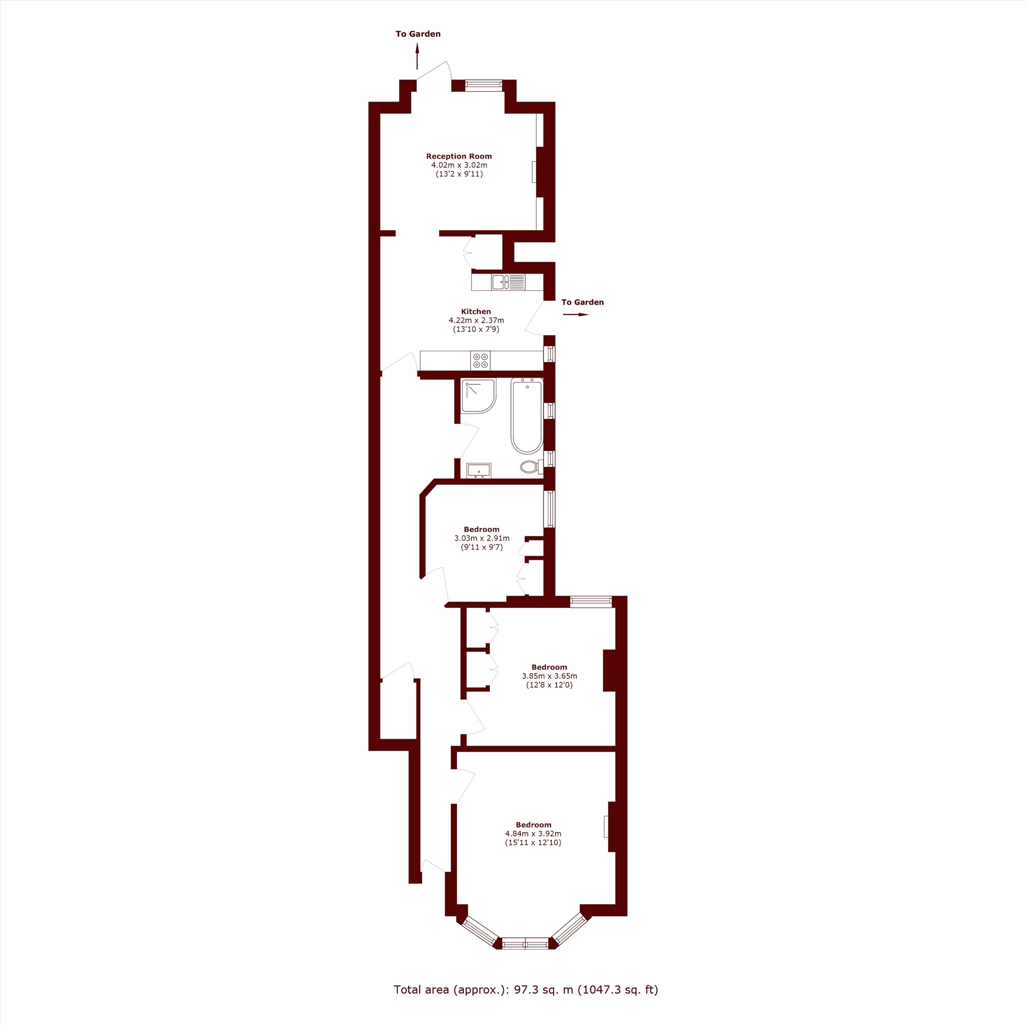 Flat 1, 169, Leigham Court Road, London floorplan