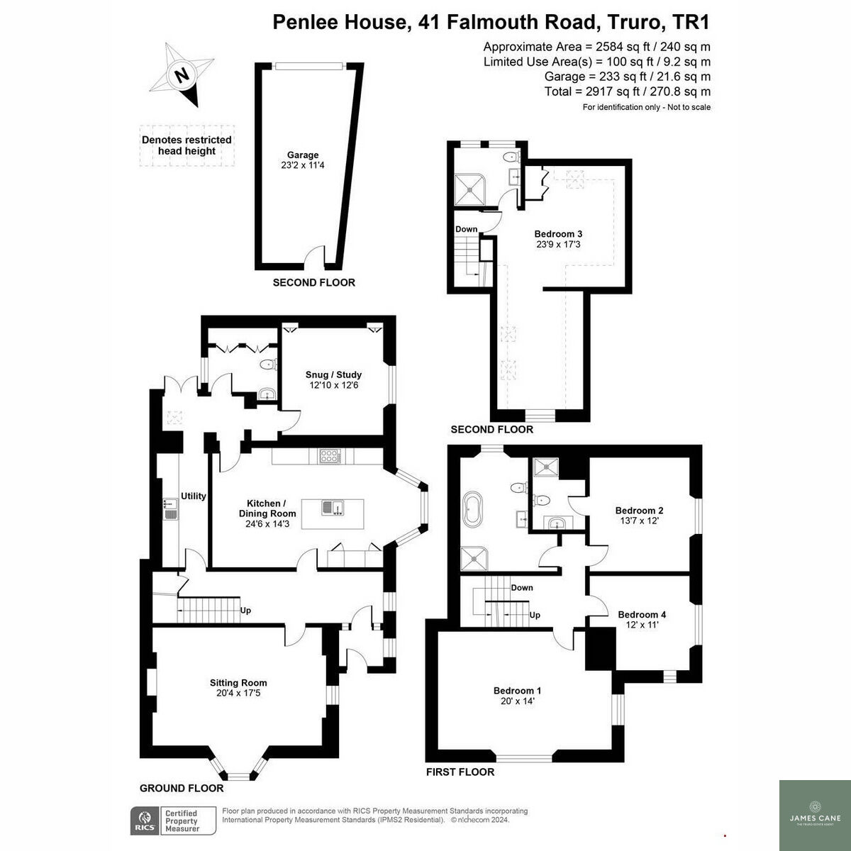 Flat Penlee House, 41, Falmouth Road, Truro floorplan