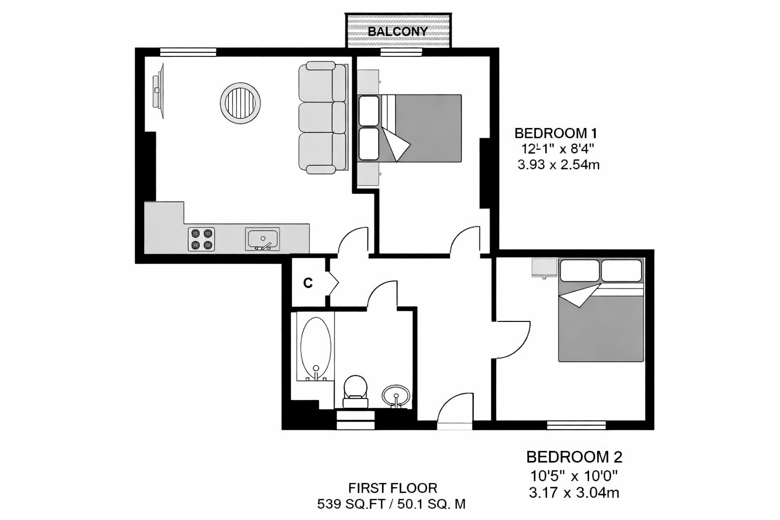 Flat 7, Brownlow House,, George Row, London floorplan