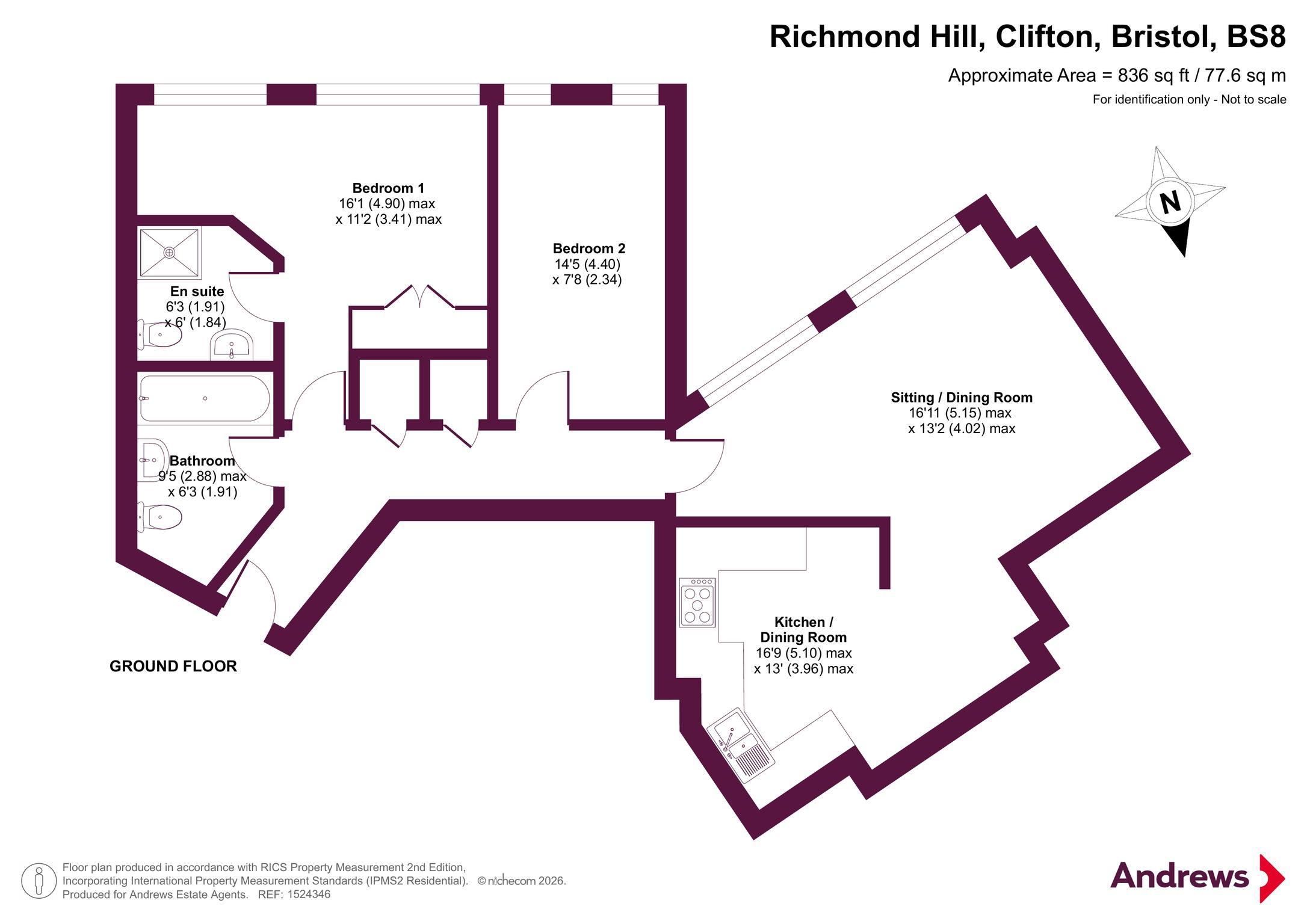 Flat 7, Richmond Heights 1-2,, Richmond Hill, Bristol floorplan