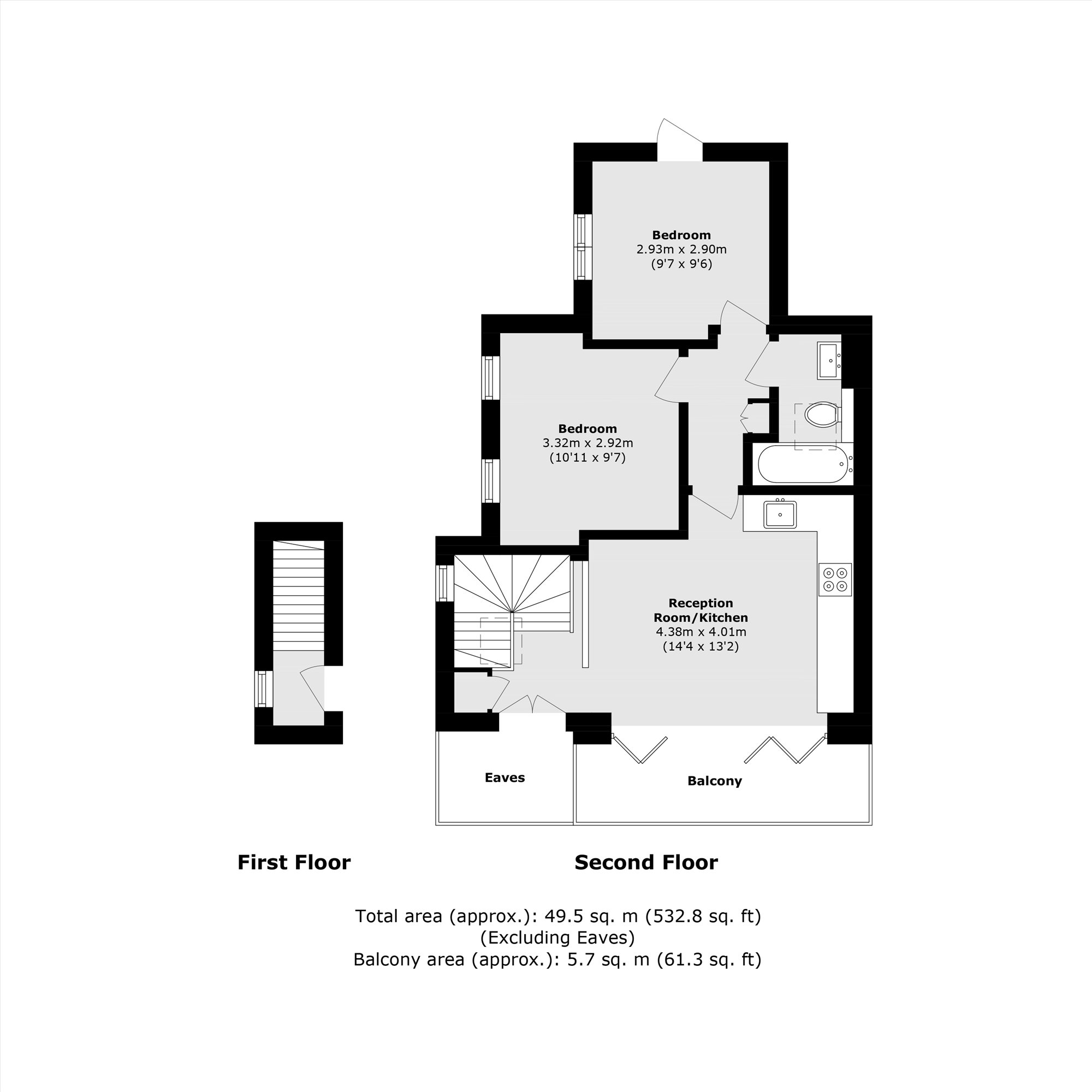 Flat 4 Cliff Court, 14, West Cottages, London floorplan