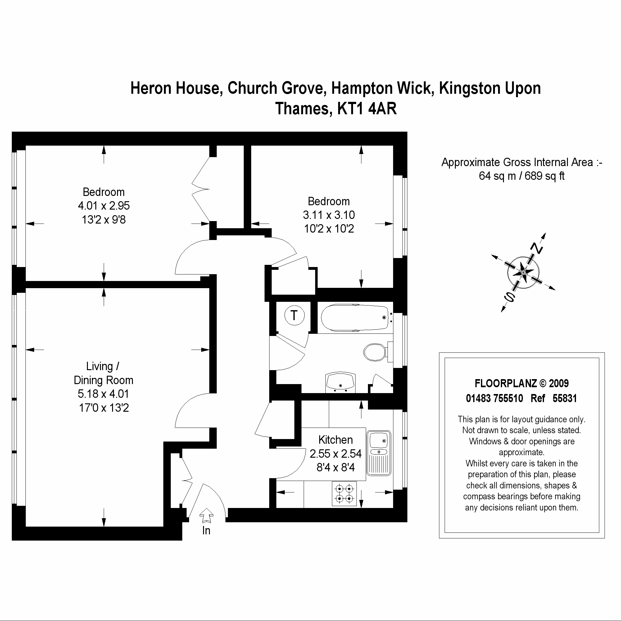 2 Bedrooms Flat to rent in Heron House, Church Grove, Hampton Wick, Kingston Upon Thames KT1