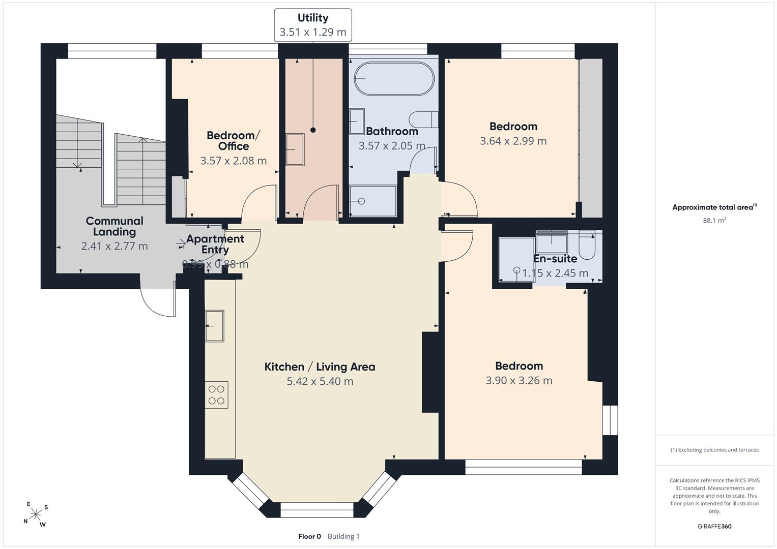 Apartment 3, Hillbury House, The Esplanade, Woolacombe floorplan