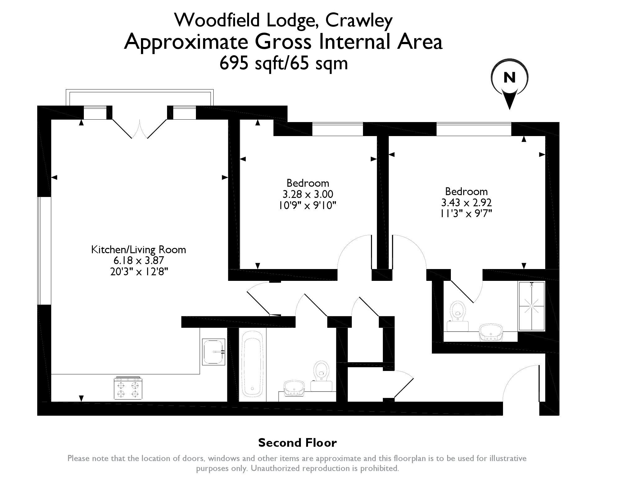 2 Bedrooms Flat for sale in Woodfield Road, Crawley RH10