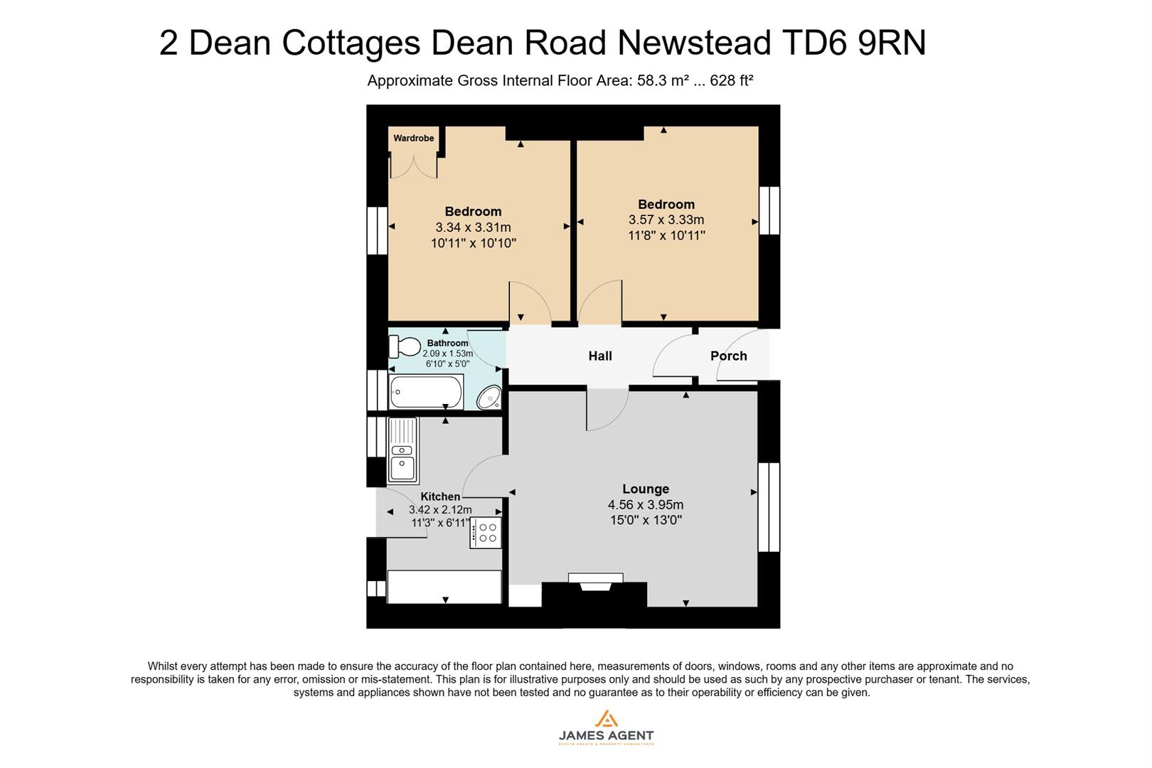 2 Dean Cottages, Dean Road, Melrose floorplan