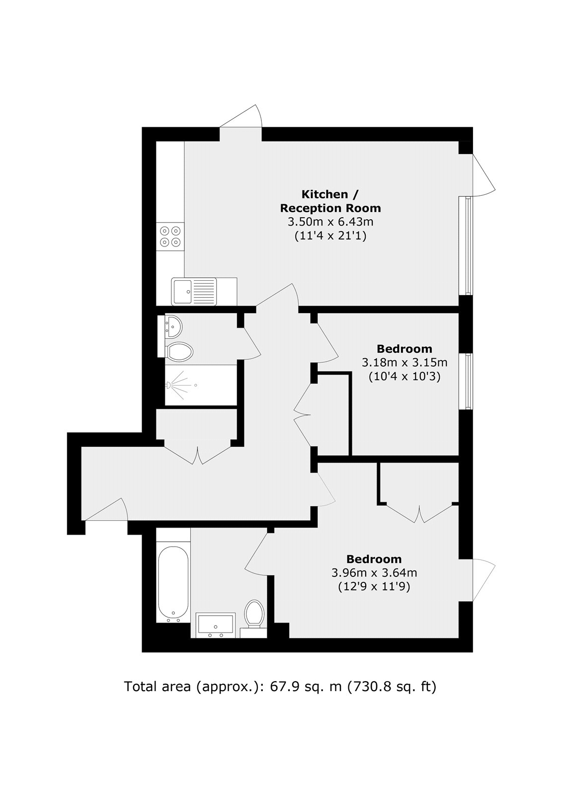 Flat 68, Merlin Court, 26, Handley Drive, London floorplan