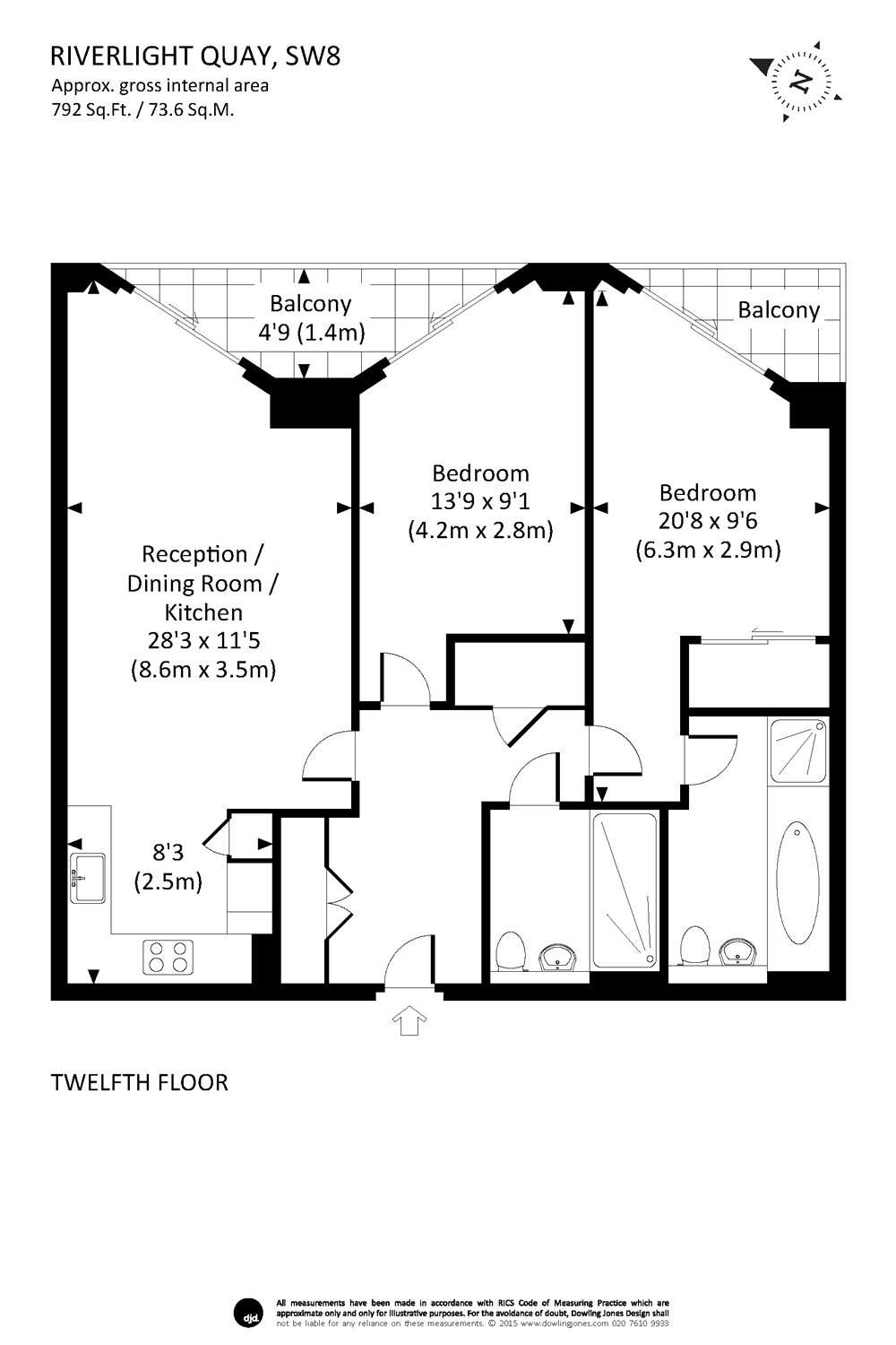 2 Bedrooms Flat to rent in Riverlight Quay, London SW11