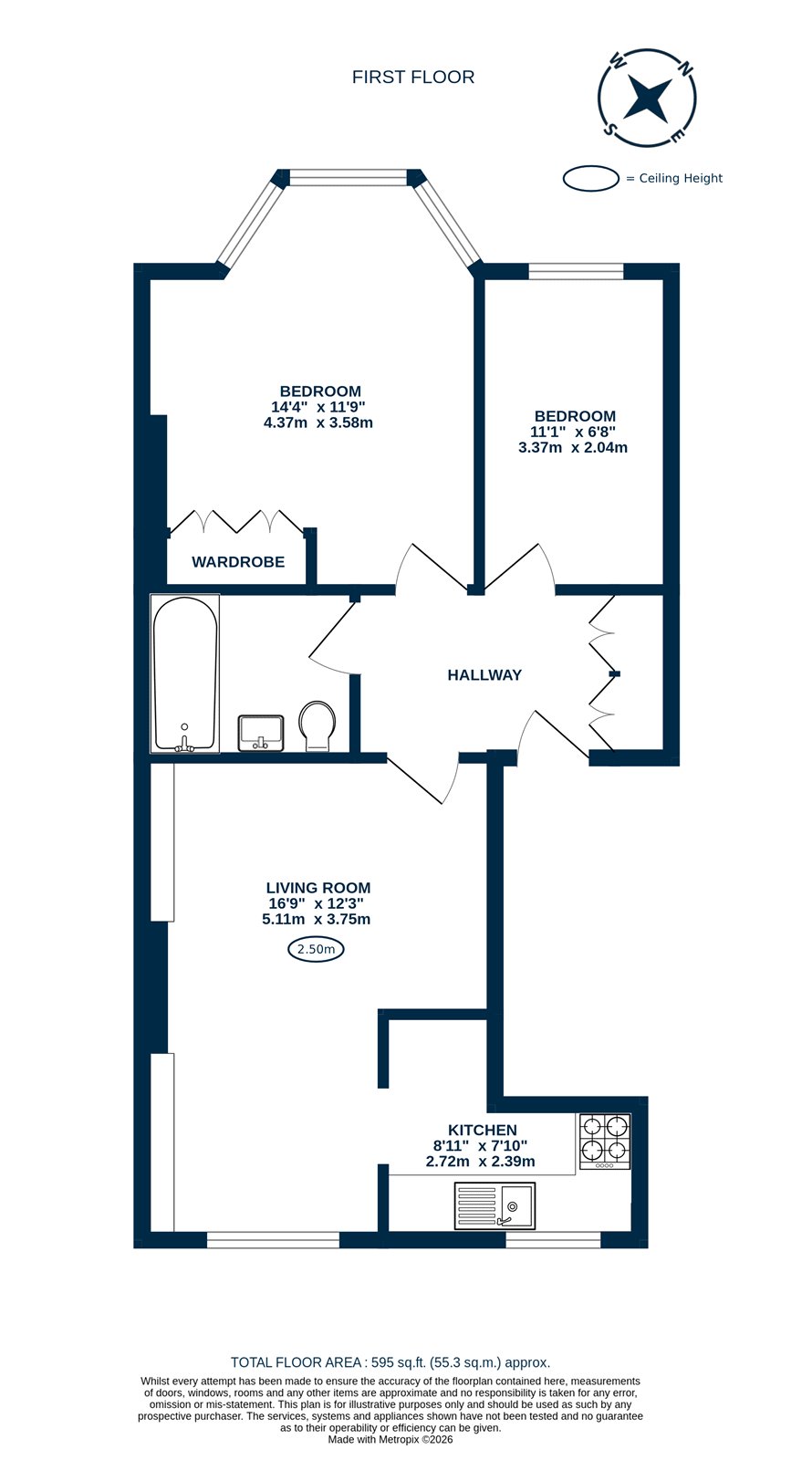 Flat 2, 39, Goldhurst Terrace, South Hampstead floorplan