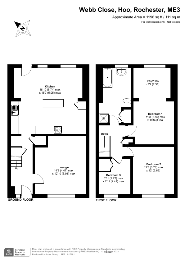 b Close, Hoo, Rochester ME3, 3 bedroom terraced house for sale