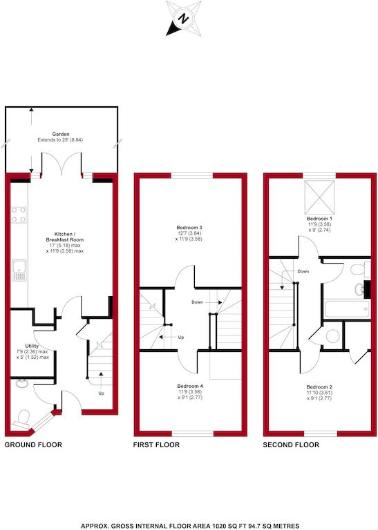 *4 DOUBLE BED TOWNHOUSE* Keyworth Close, Lower Clapton - Hackney, London floorplan