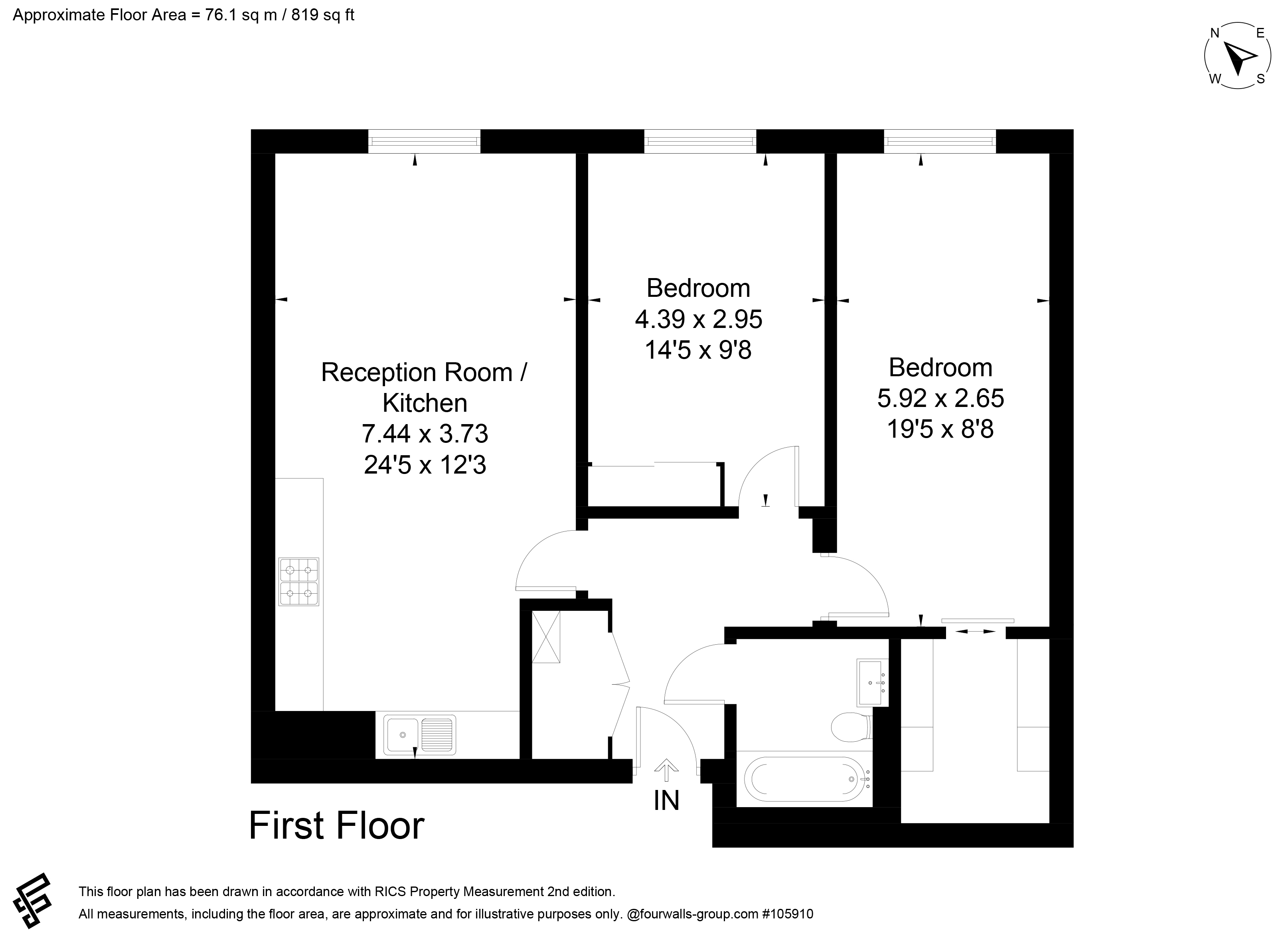 Flat 74 , 52 Holloway Road, N7 8BW floorplan