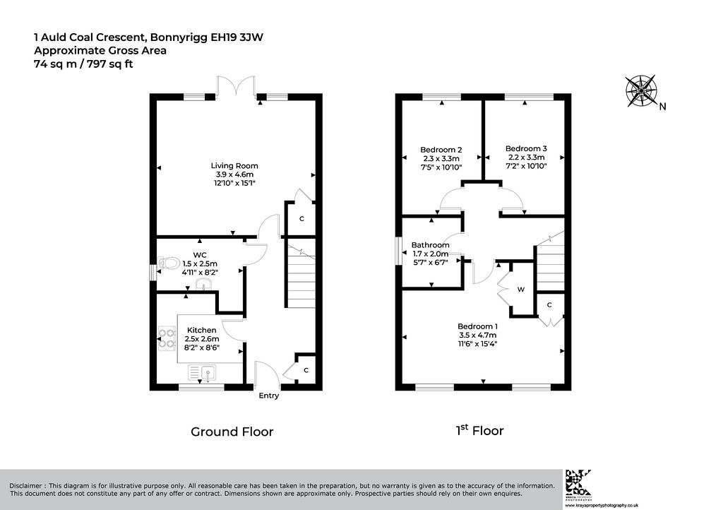 1 Auld Coal Crescent, Bonnyrigg, Midlothian floorplan