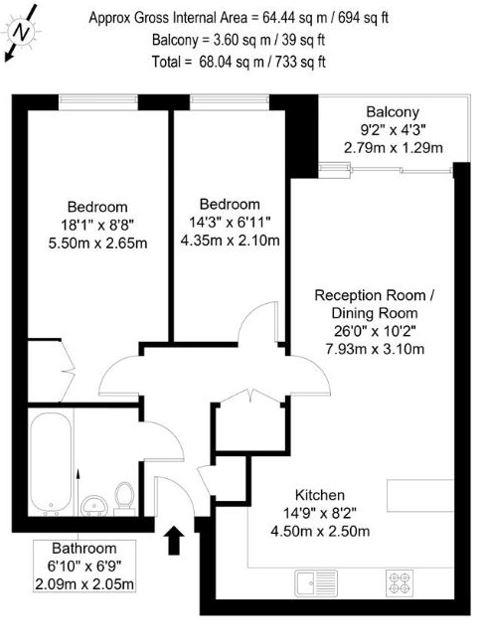 Flat 14, 2, Emerald House, Commander Avenue, London floorplan