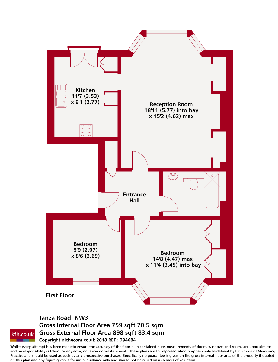 Flat B, 39, Tanza Road, London floorplan