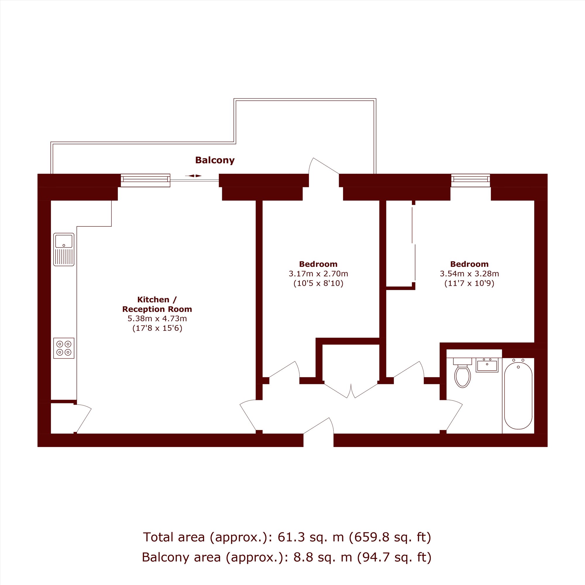 Flat 26 Hulford Apartments, 445, Woolwich Road, Greenwich floorplan