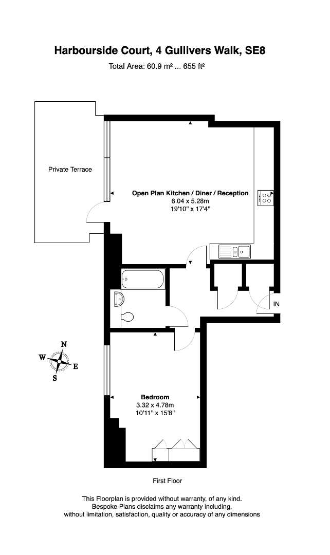 1 Harbourside Court, 4 Gullivers Walk, Surrey Quays floorplan