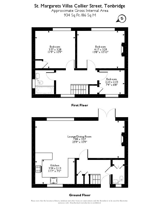 3 Bedrooms Semi-detached house for sale in St. Margarets Villas, Collier Street, Tonbridge TN12