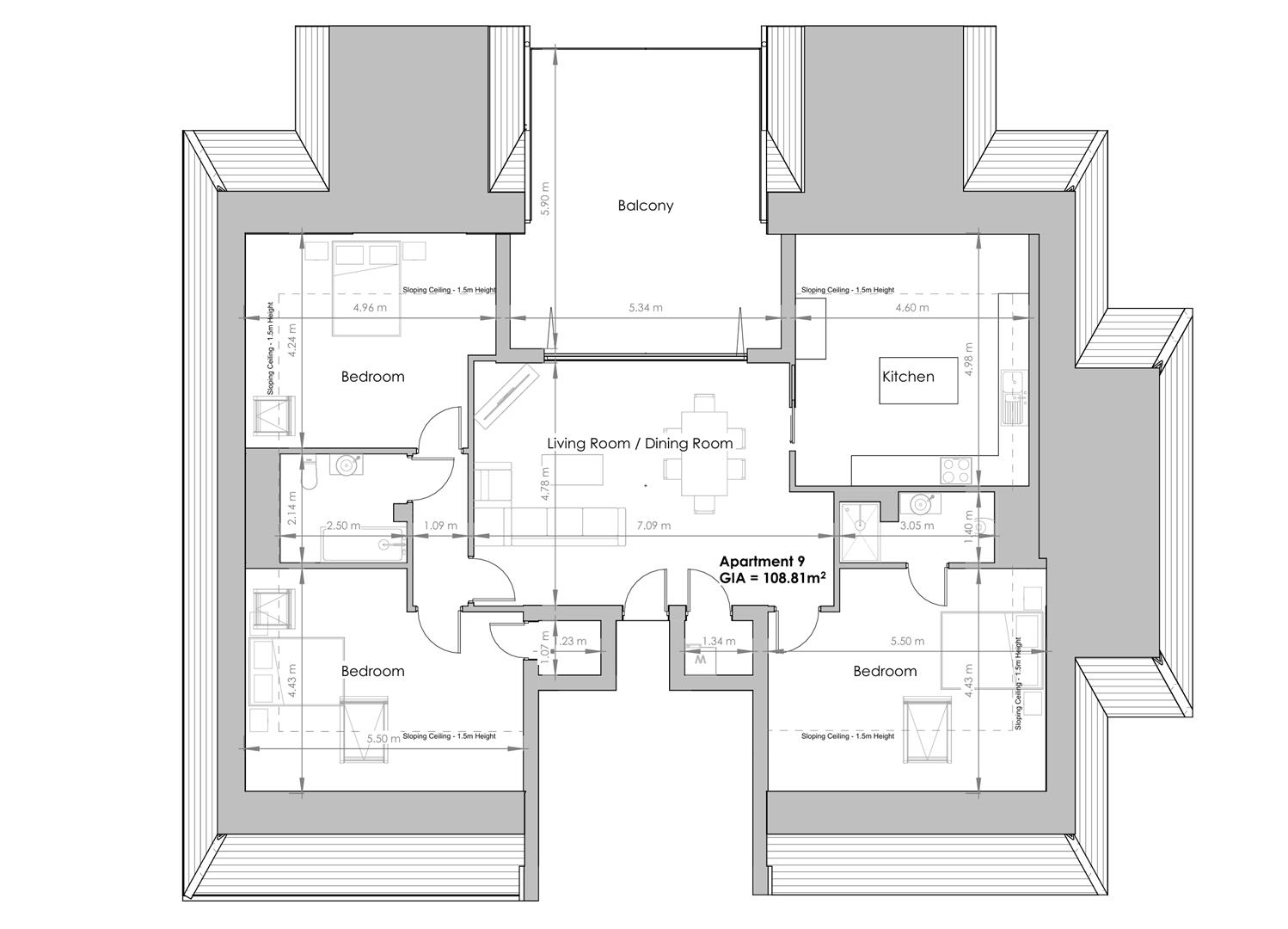9 The Kallacliff, 12 Lusty Glaze Road, Newquay floorplan