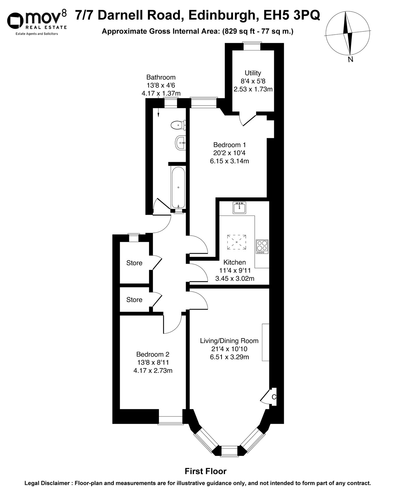 3F1, 7, Darnell Road, Edinburgh floorplan