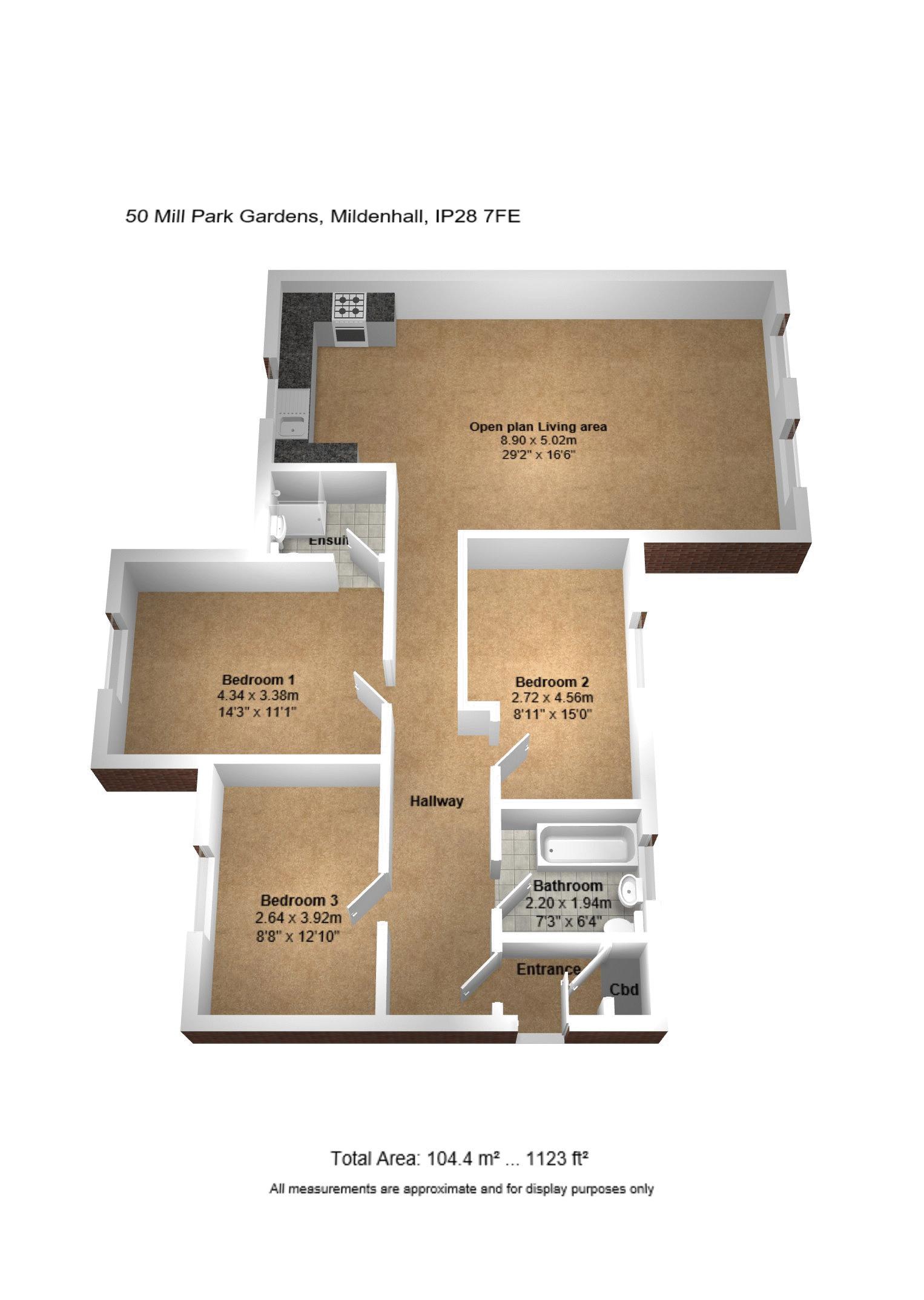 Mill Park Gardens, Mildenhall, Bury St. Edmunds IP28, 3 bedroom flat to