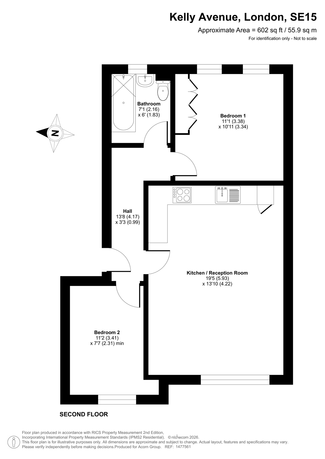 Flat 2, 49, Kelly Avenue, London floorplan