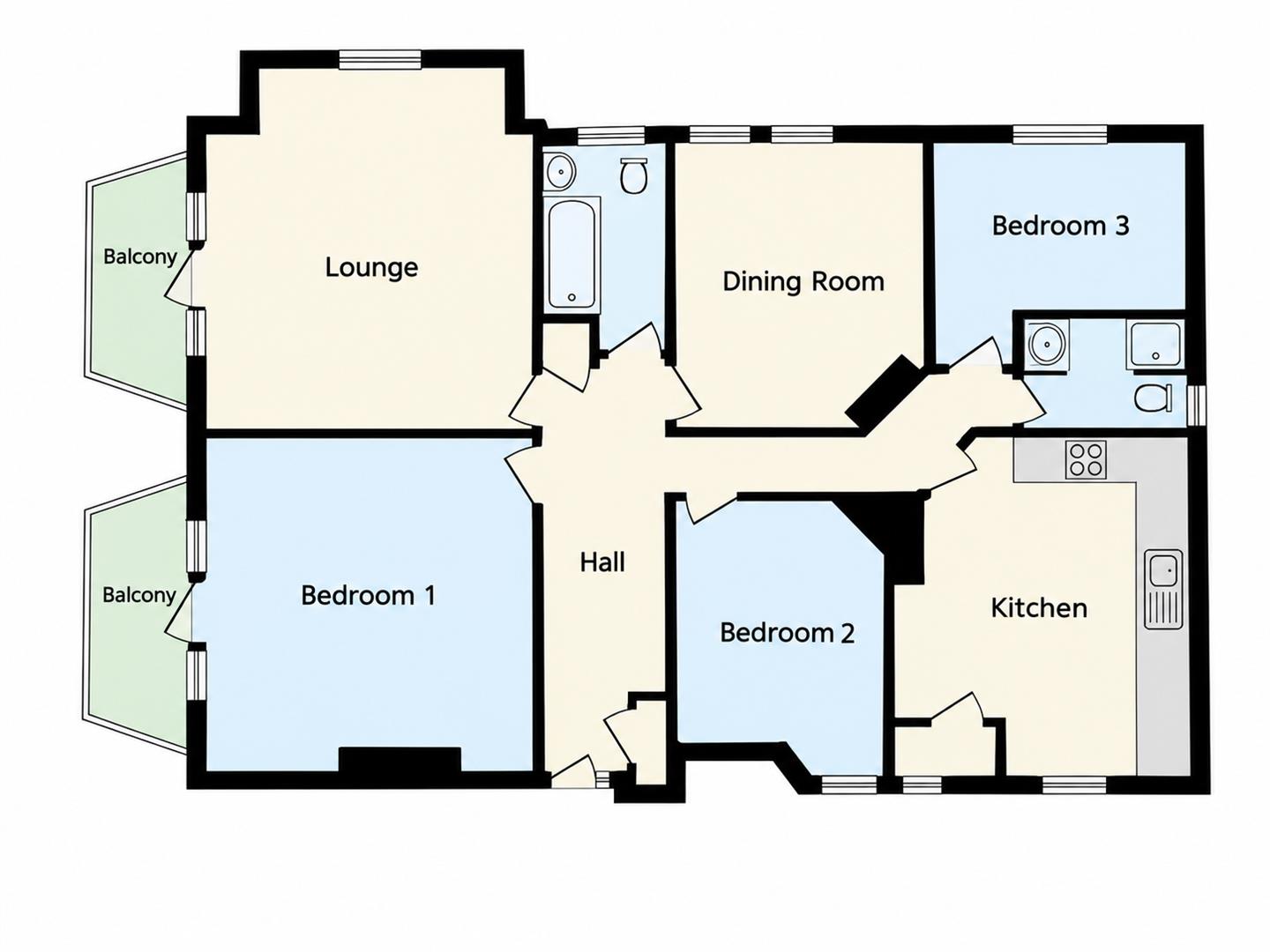 Flat 9, Hartington Mansions, Hartington Place, Eastbourne floorplan