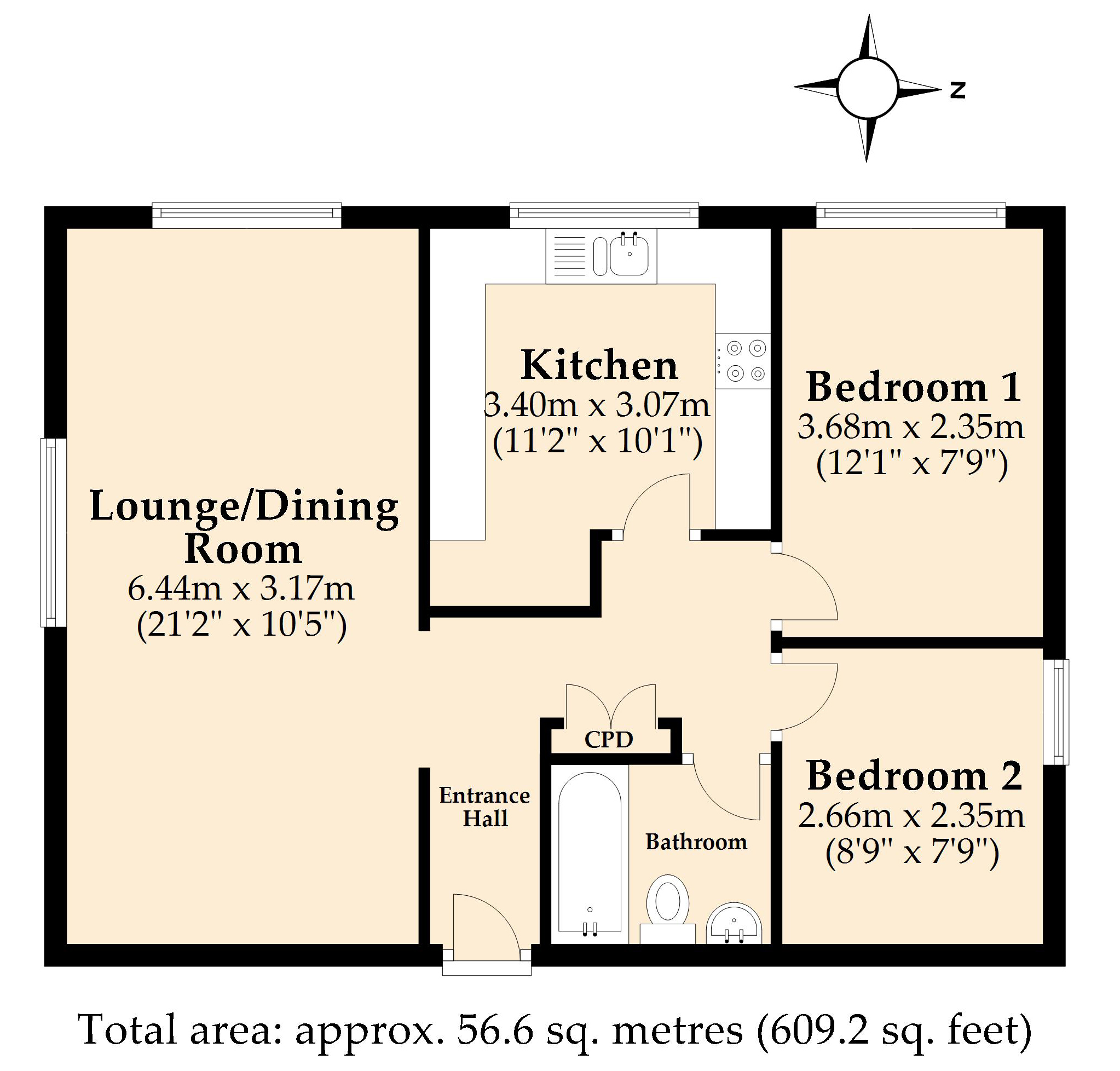 Apartment 11,, Pullman Court, West Moors floorplan