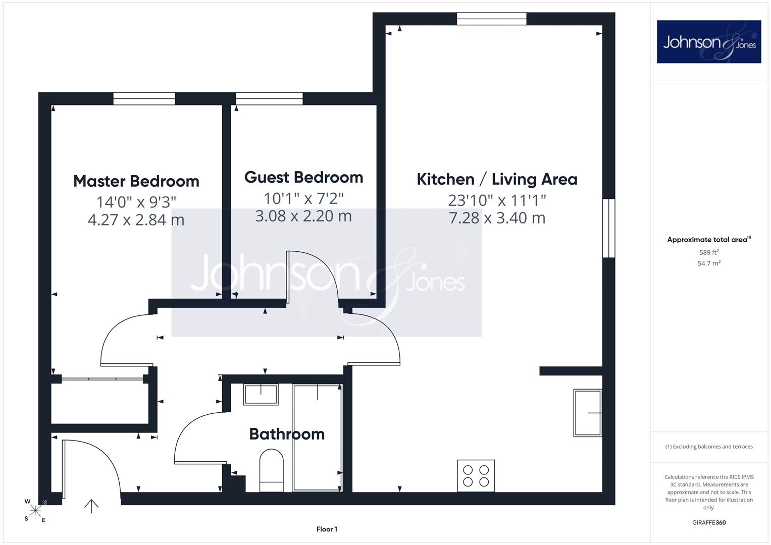 Flat 9 Fox Court, Fox Lane North, Chertsey floorplan