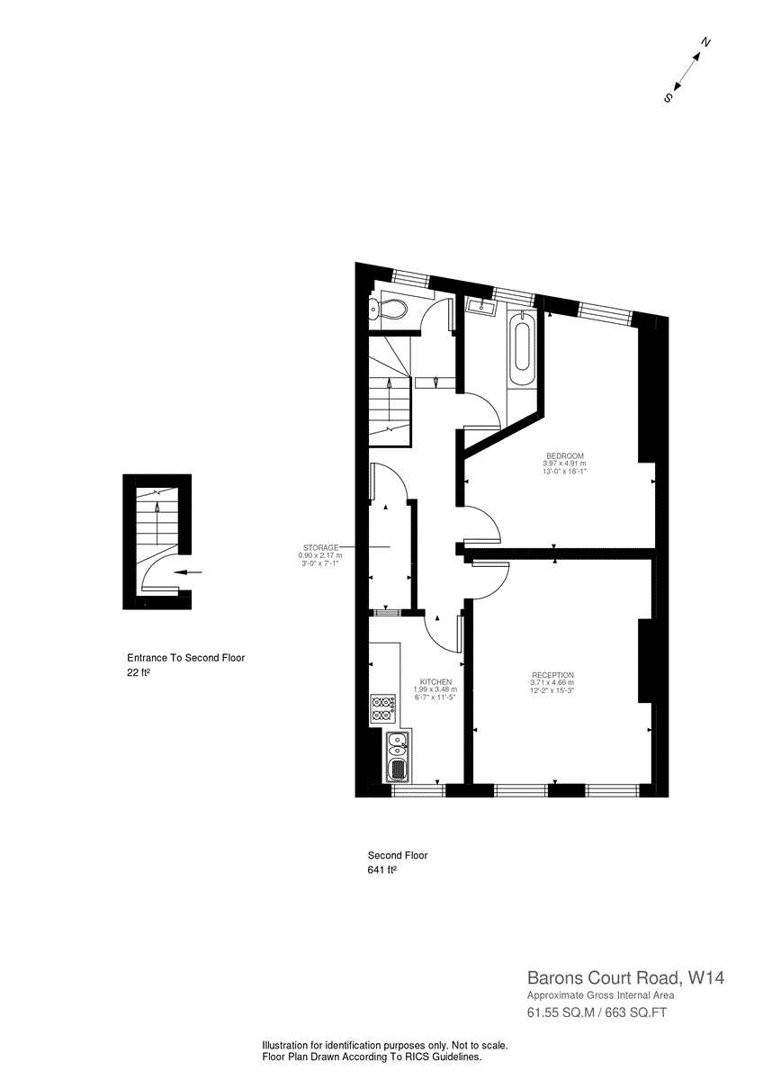 TFF, Flat 3, 21, Barons Court Road, London floorplan