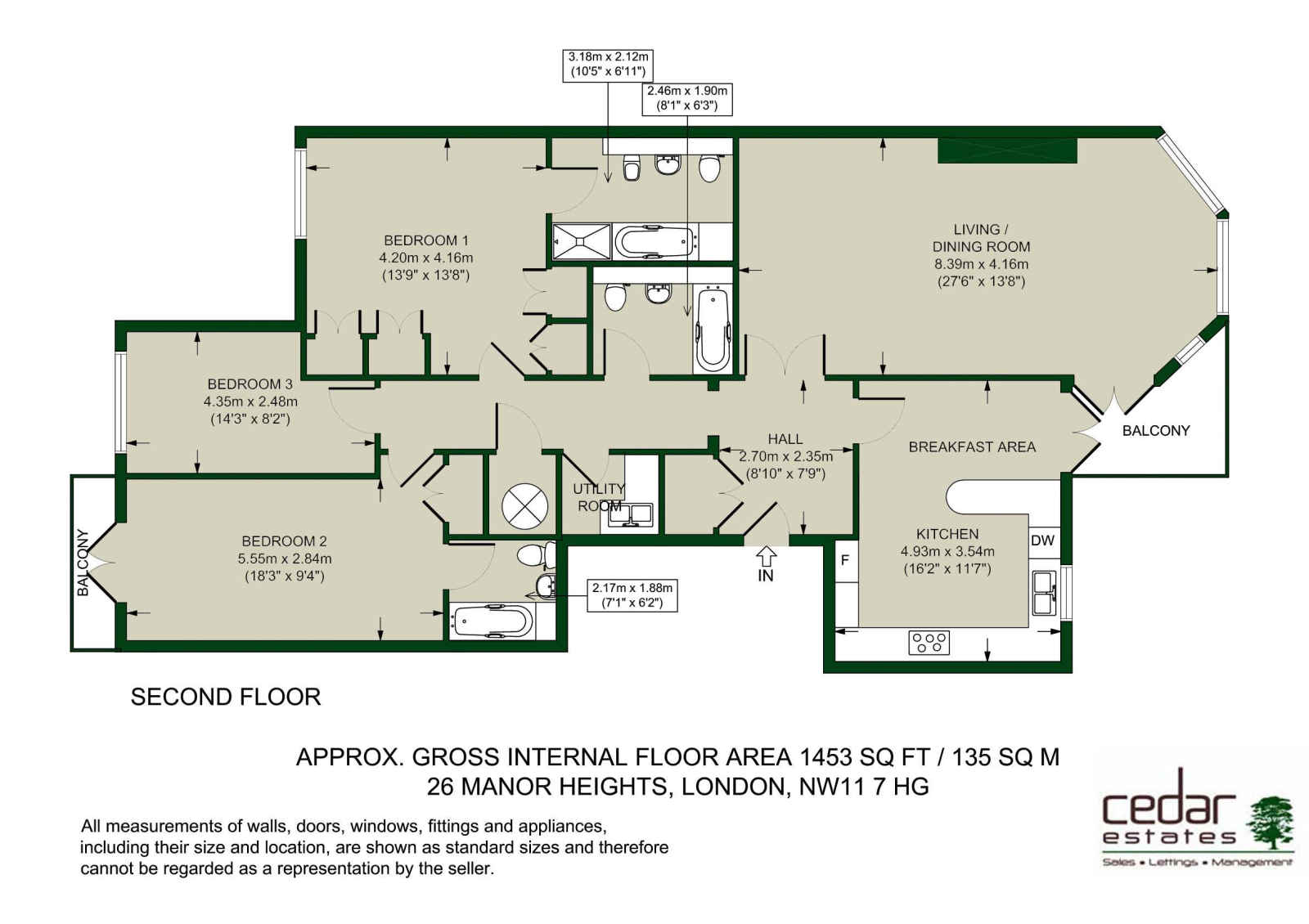 3 Bedrooms Flat to rent in Mountview Close NW11,