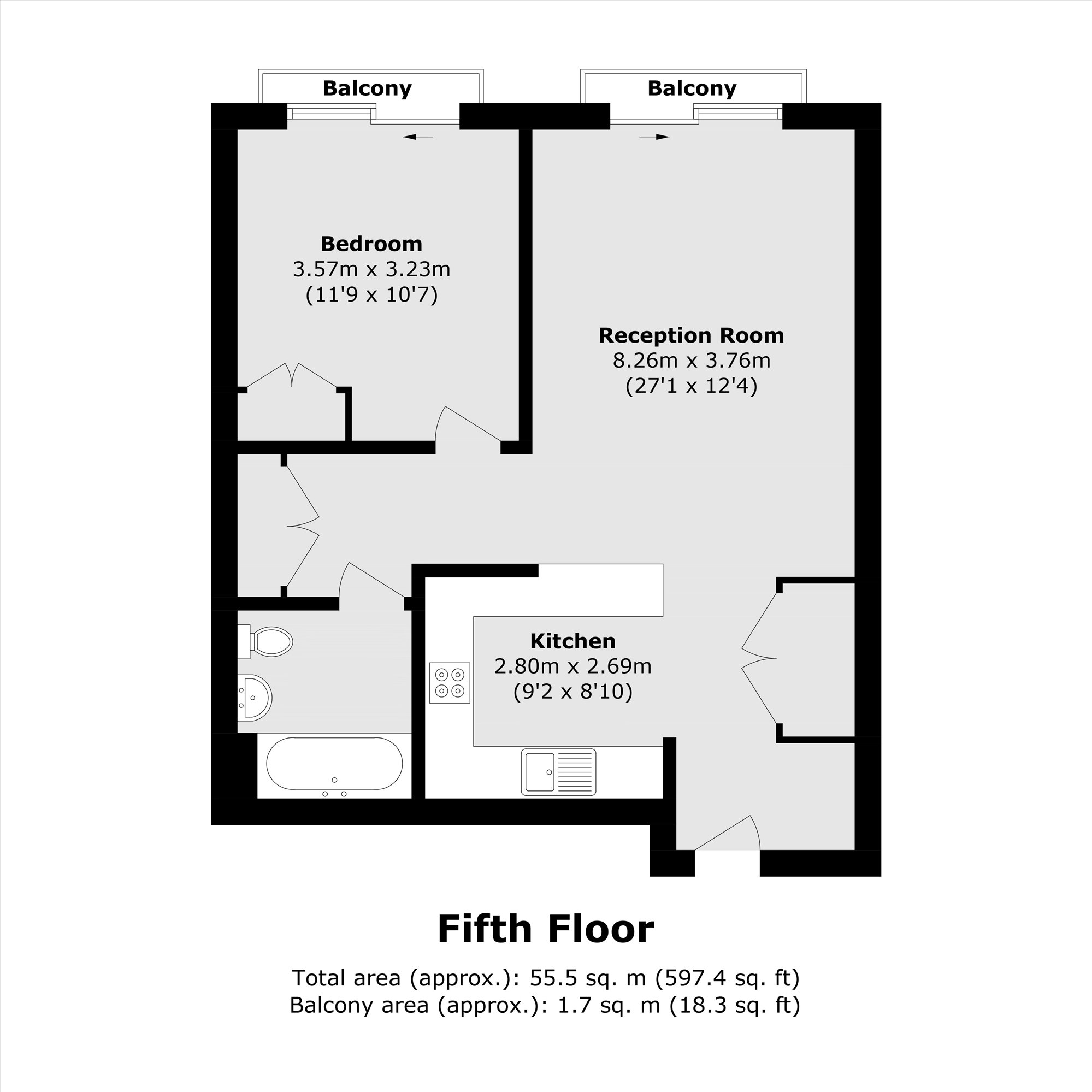 Flat 37, Signature House, 4, Jubilee Walk, London floorplan