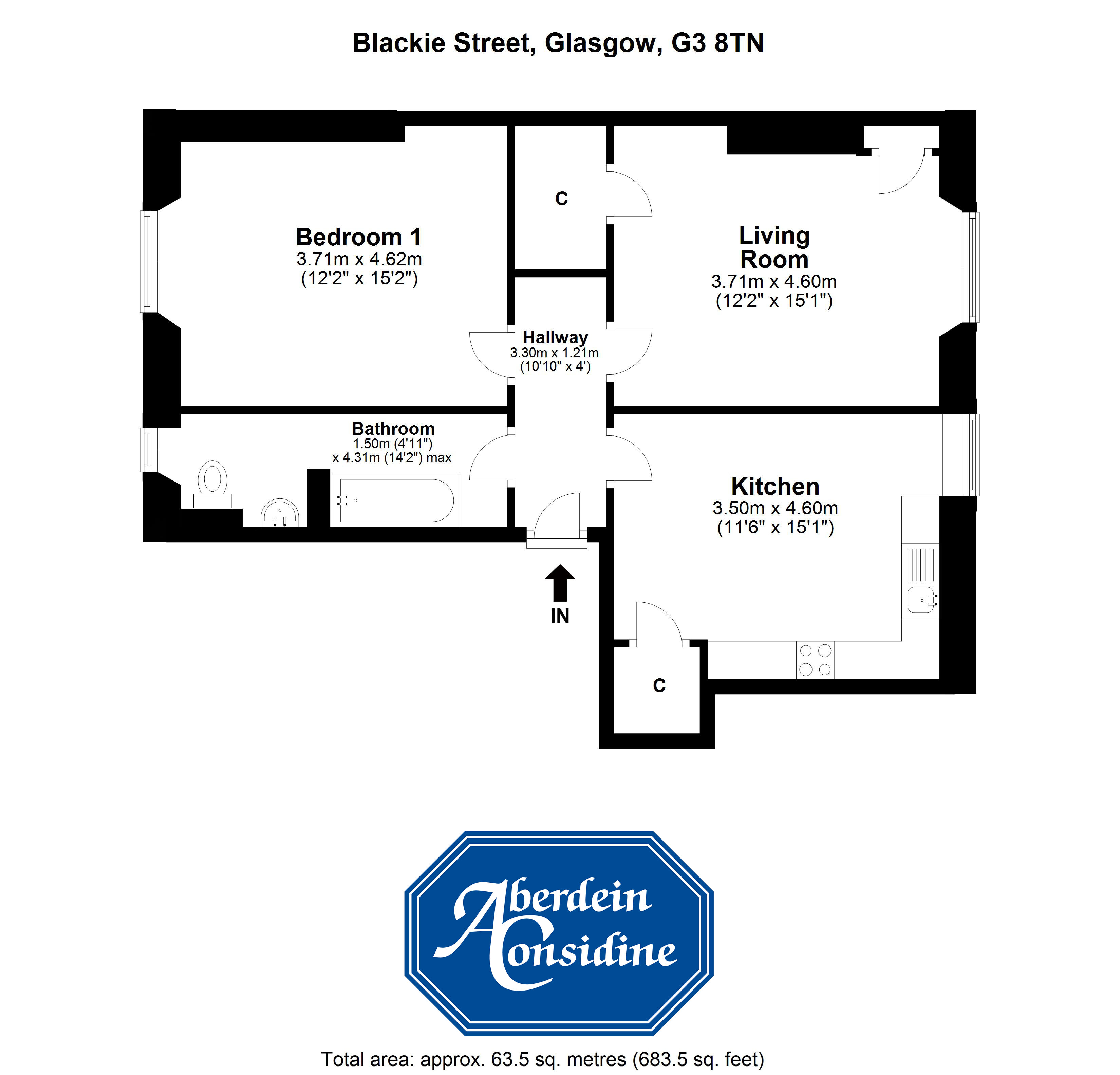 1/1, Blackie Street, Glasgow G3, 1 bedroom flat for sale 61911228