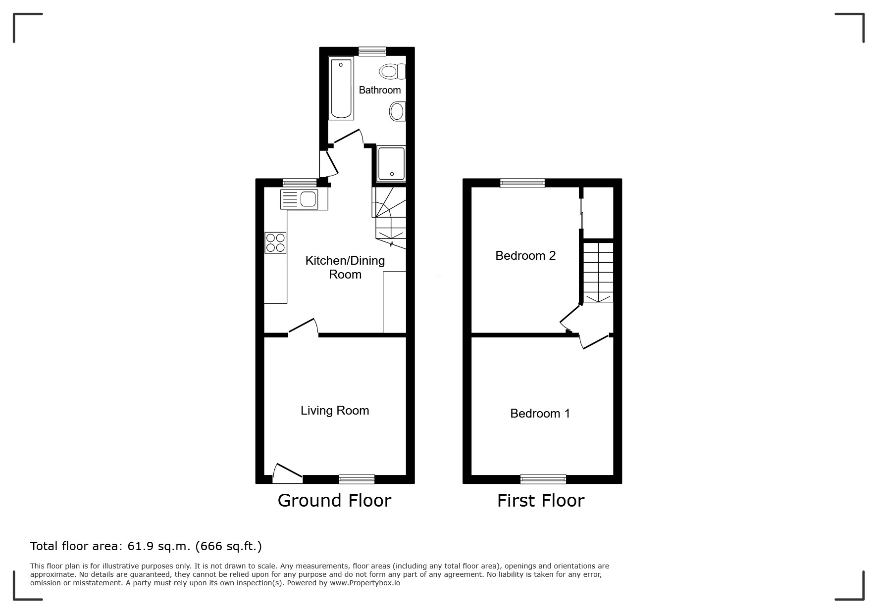 1 Hilltop Cottages,, High Street, Freshwater floorplan