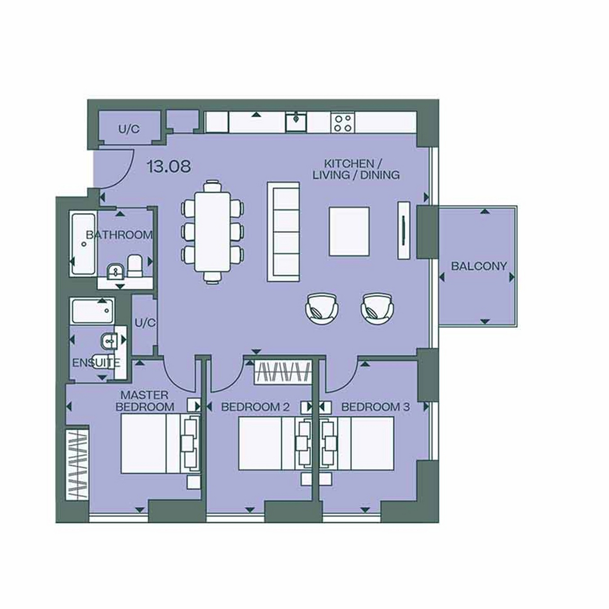Flat Flat 13.08, Brookside, Fulton Road, London floorplan
